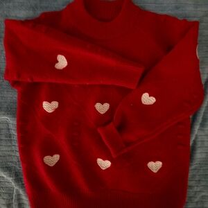 KID'S White Heart Sweater